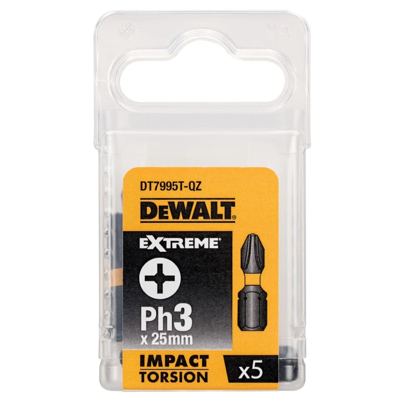 DeWALT Screwdriver Bit, Impact Torsion Hardened, 25mm, Pack of 5 DT7995T-QZ