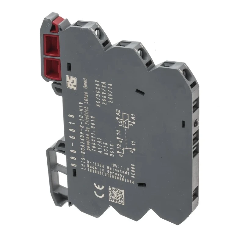 RS PRO Interface Relay, DIN Rail Mount, 24V AC/DC Coil, SPDT Contact Configuration 6A Switching Current 250V AC/DC 888-6818
