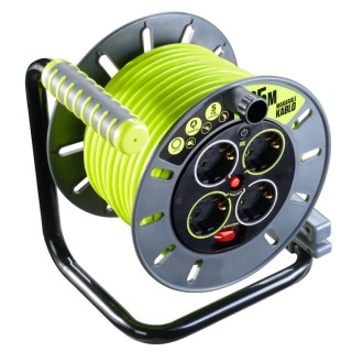 RS PRO 25 m 4 Socket Type F German Schuko High-Visibility Cable Reel, 16A, 240V 889-2494