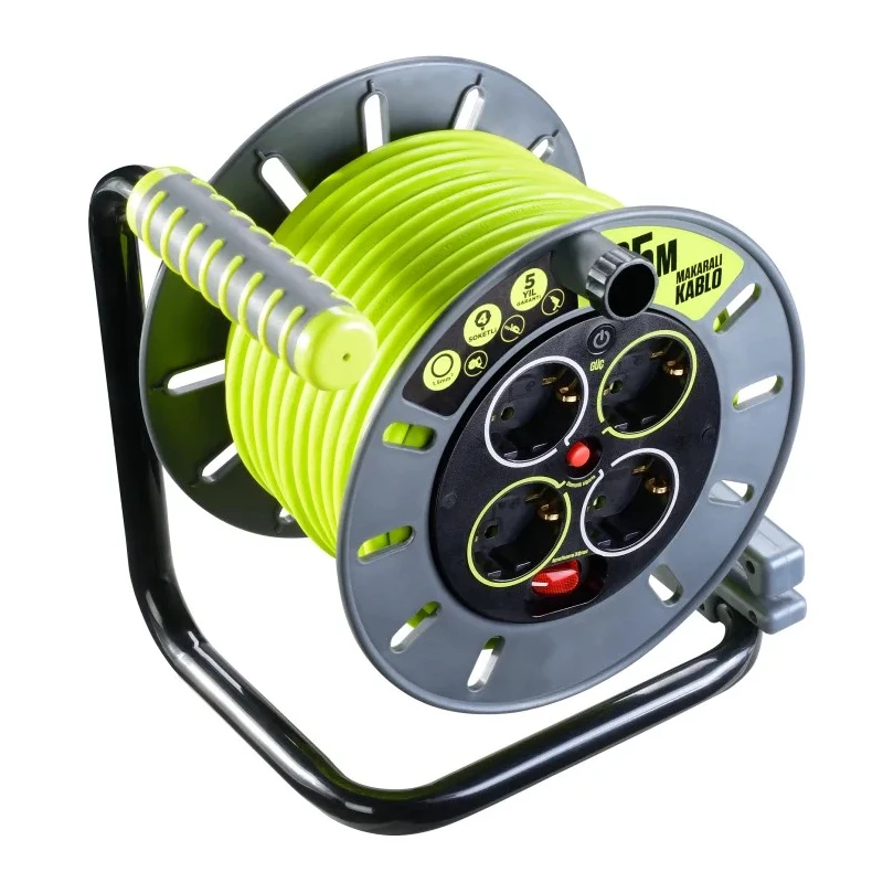 RS PRO 25 m 4 Socket Type F German Schuko High-Visibility Cable Reel, 16A, 240V 889-2494