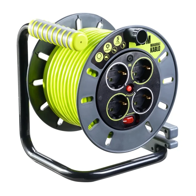 RS PRO 25 m 4 Socket Type F German Schuko High-Visibility Cable Reel, 16A, 240V 889-2494