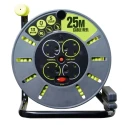 RS PRO Robust 25 m Cable Reel with 4 Type G British Standard Sockets 13A, 240V, PVC Jacket HO5VV-F Series 889-2490