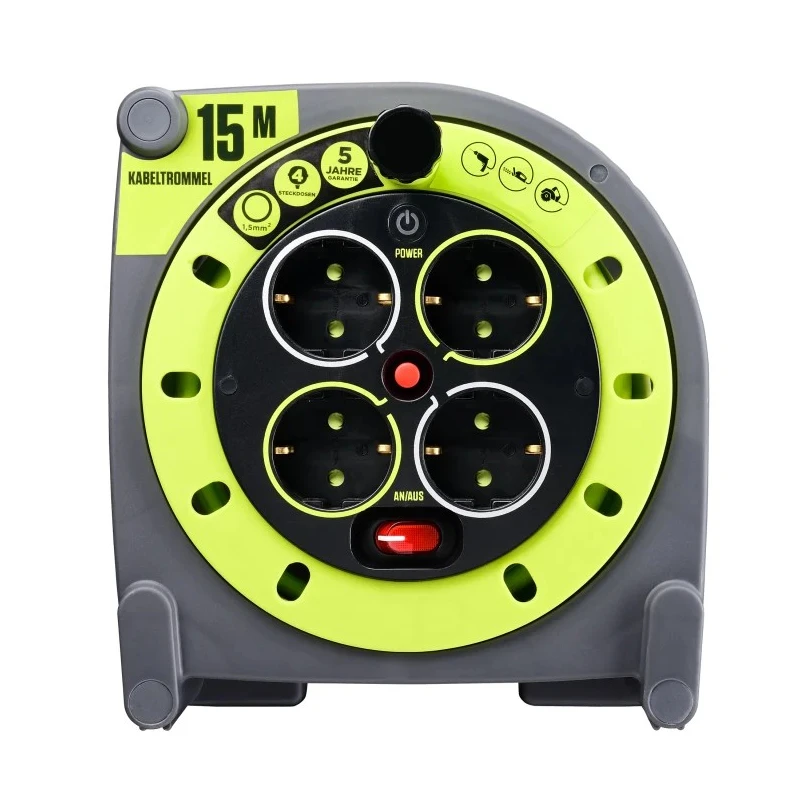 RS PRO 15 m 4 Socket Type F German Schuko Cable Reel Cable Reel 240V 16A 889-2497