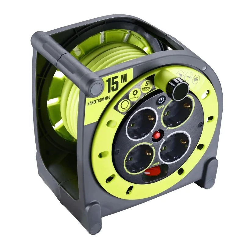 RS PRO 15 m 4 Socket Type F German Schuko Cable Reel Cable Reel 240V 16A 889-2497