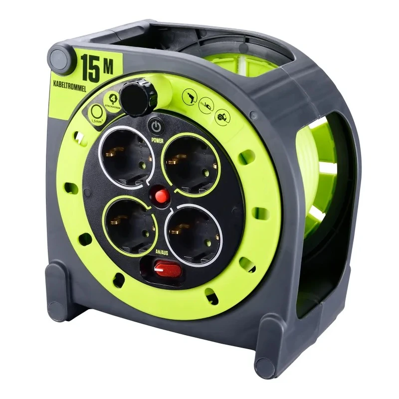 RS PRO 15 m 4 Socket Type F German Schuko Cable Reel Cable Reel 240V 16A 889-2497