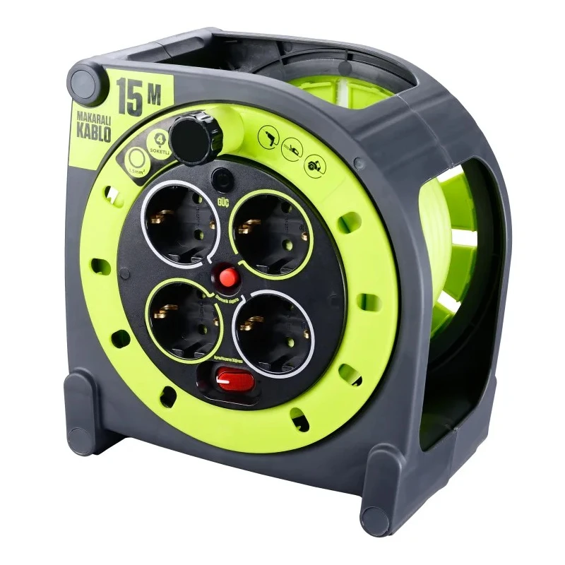 RS PRO 15 m 4 Socket Type F German Schuko Cable Reel Cable Reel 240V 16A 889-2497