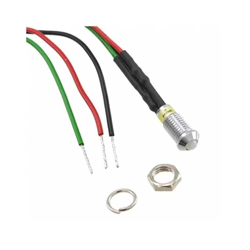 Dialight LED Green and Red Panel Mount Indicator 606 Series 6 mm Lead Wire Termination 2V dc 606-1415-110F