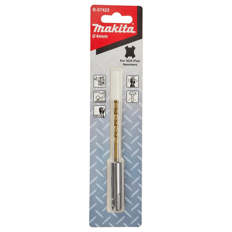 Makita Drill Bit 4mm Diameter, 105mm Overall Length, Aluminium Material, SDS Plus Shank B-57423