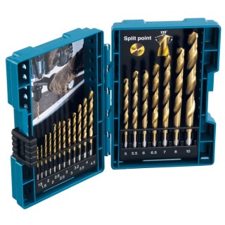 Makita 19-Piece High Speed Steel Metal Twist Drill Bit Set 1.5 mm to 10 mm D-67527