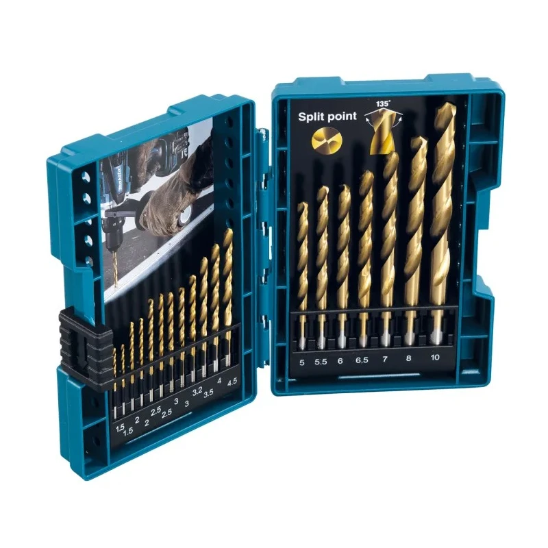 Makita 19-Piece High Speed Steel Metal Twist Drill Bit Set 1.5 mm to 10 mm D-67527