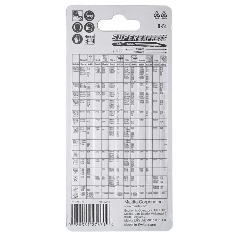Makita Metal Cutting Jigsaw Blade High Speed Steel 75 mm 2.6 Teeth Per Inch B-06476