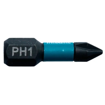 Makita High-Performance Magnetic Hex Screwdriver Bit 6.35 mm Drive, PH1 Size, 25 mm Overall Length B-63600