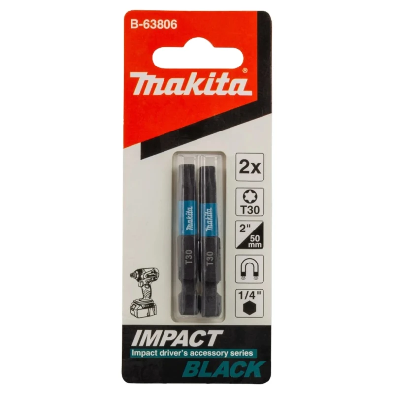 Makita Hex Screwdriver Bit, 6.35 mm Drive Size, T30 Head, 50 mm Overall Length B-63806