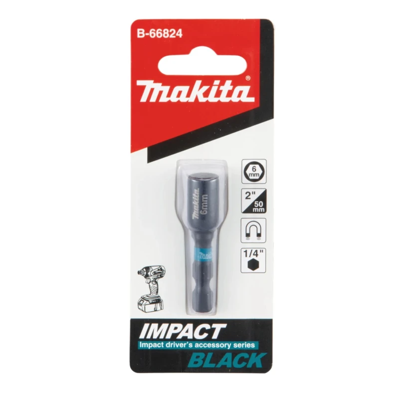 Makita Hex Screwdriver Bit, 1/4 in Drive, 1/4 in Tip, Alloy Steel, 50mm Overall Length B-66824