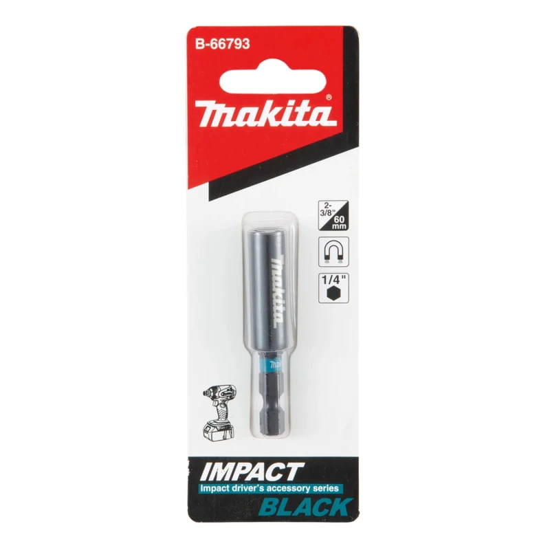 Makita 1/4 inch Hex Drive Magnetic Bit Holder, 60mm Overall Length B-66793
