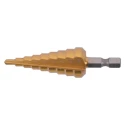 Makita High-Speed Steel Step Drill Bit 4-20 mm Diameter, Tin Coated, Hex Shank 0.25in D-40129
