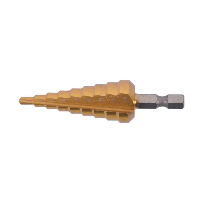 Makita High-Speed Steel Step Drill Bit 4-20 mm Diameter, Tin Coated, Hex Shank 0.25in D-40129