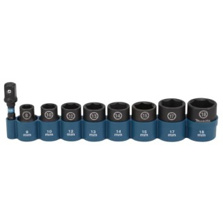 Makita 9-Piece 3/8 in Impact Socket Set Blackened Chrome Molybdenum Steel E-16639