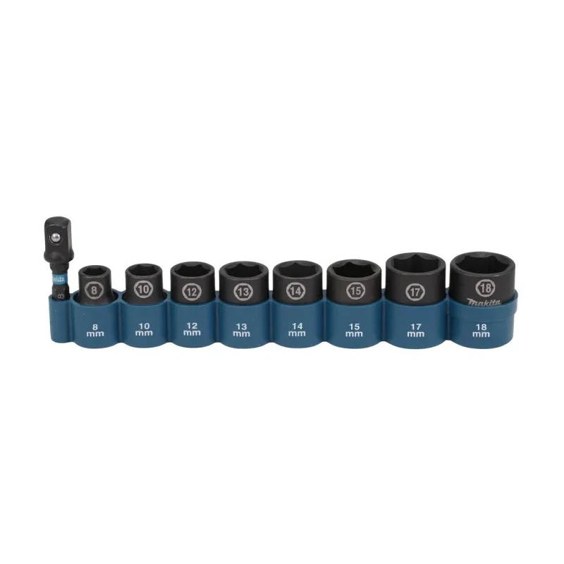 Makita 9-Piece 3/8 in Impact Socket Set Blackened Chrome Molybdenum Steel E-16639