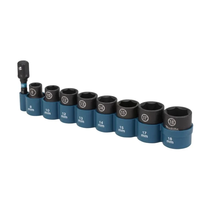 Makita 9-Piece 3/8 in Impact Socket Set Blackened Chrome Molybdenum Steel E-16639
