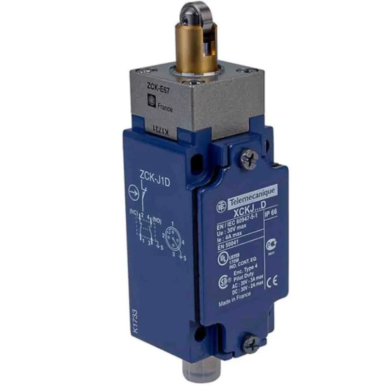 Telemecanique Sensors Roller Plunger Limit Switch 1 NO/1 NC, IP66, Zinc Alloy Housing, 50V AC, 3A 