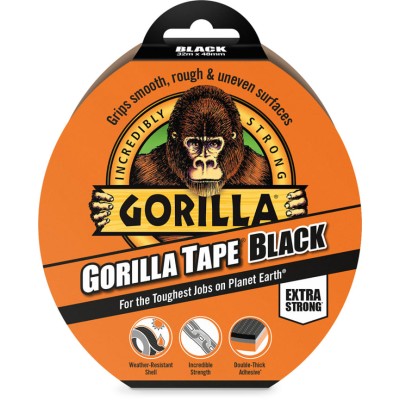 GORILLA GLUE EUROPE LTD Gorilla Tape Duct Tape, 32 m Length x 48 mm Width x 48 mm Thickness, Black Finish 3044010