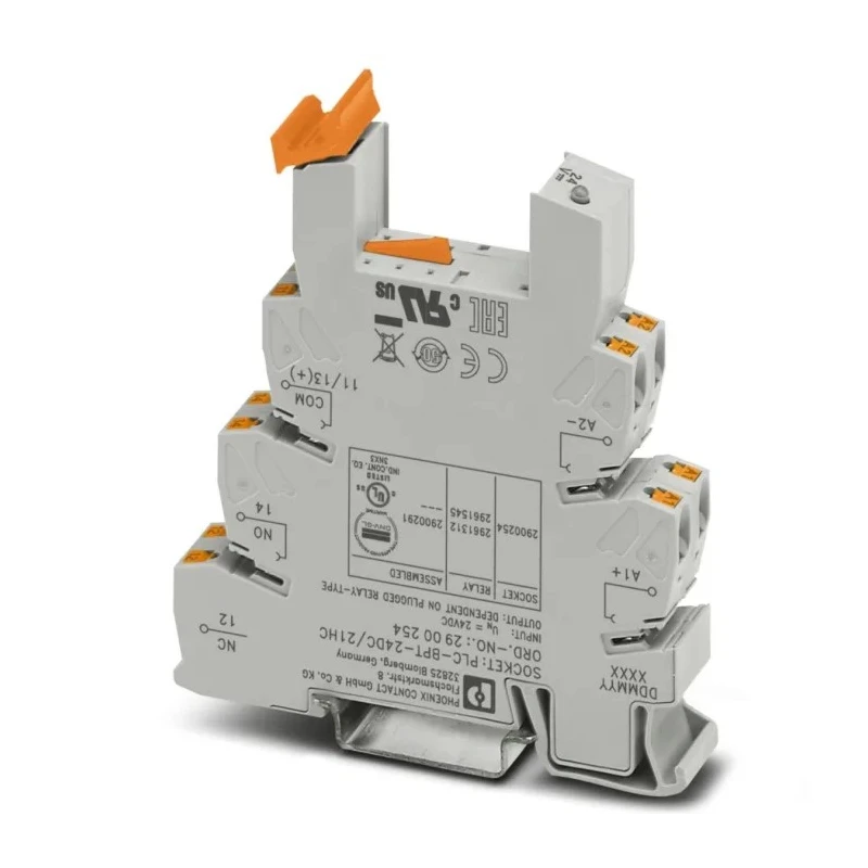 Phoenix Contact 14 mm Push-in Terminal Type 24 V DC 1 Way DIN Rail Relay Socket 2900254