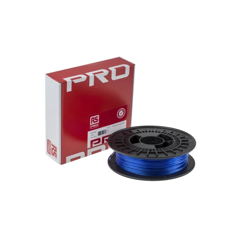 RS PRO 2.85 mm Translucent Blue PET-G 3D Printer Filament, 500 g 891-9321