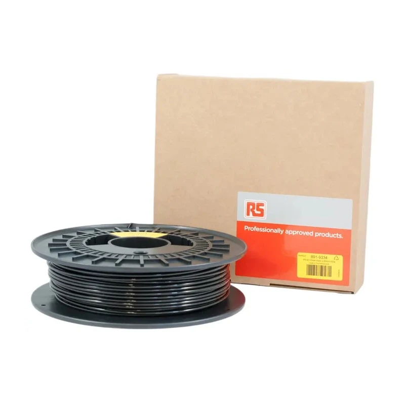 RS PRO 2.85 mm Black PET-G 3D Printer Filament 500 g FDM Technology 195°C - 220°C 891-9334
