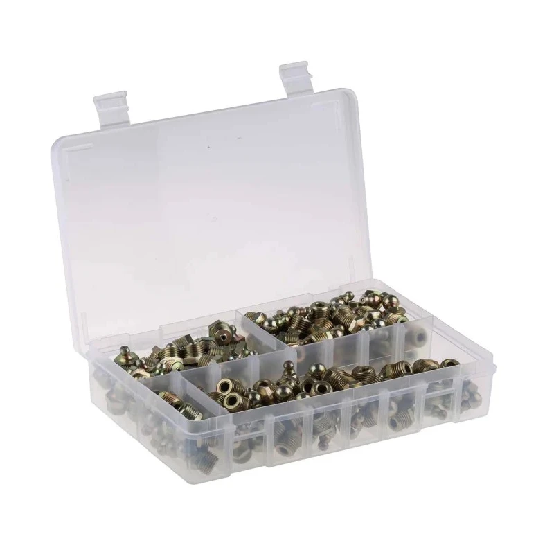 RS PRO Grease Nipple Kit Contains H1 Straight 1/4 in BSP (x50), H2-45 1/4 in BSP (x50), H3-90 1/4 in BSP (x50), Box 195-4059