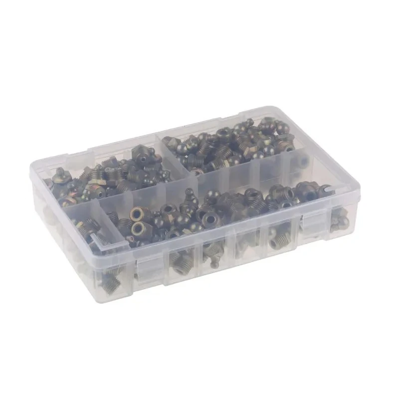 RS PRO Grease Nipple Kit Contains H1 Straight 1/4 in BSP (x50), H2-45 1/4 in BSP (x50), H3-90 1/4 in BSP (x50), Box 195-4059