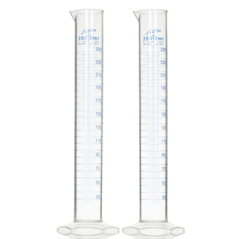 RS PRO Polymethylpentene Measuring Cylinder, 250ml, Transparent Chemical-Resistant Laboratory Cylinder, Model 892-0003