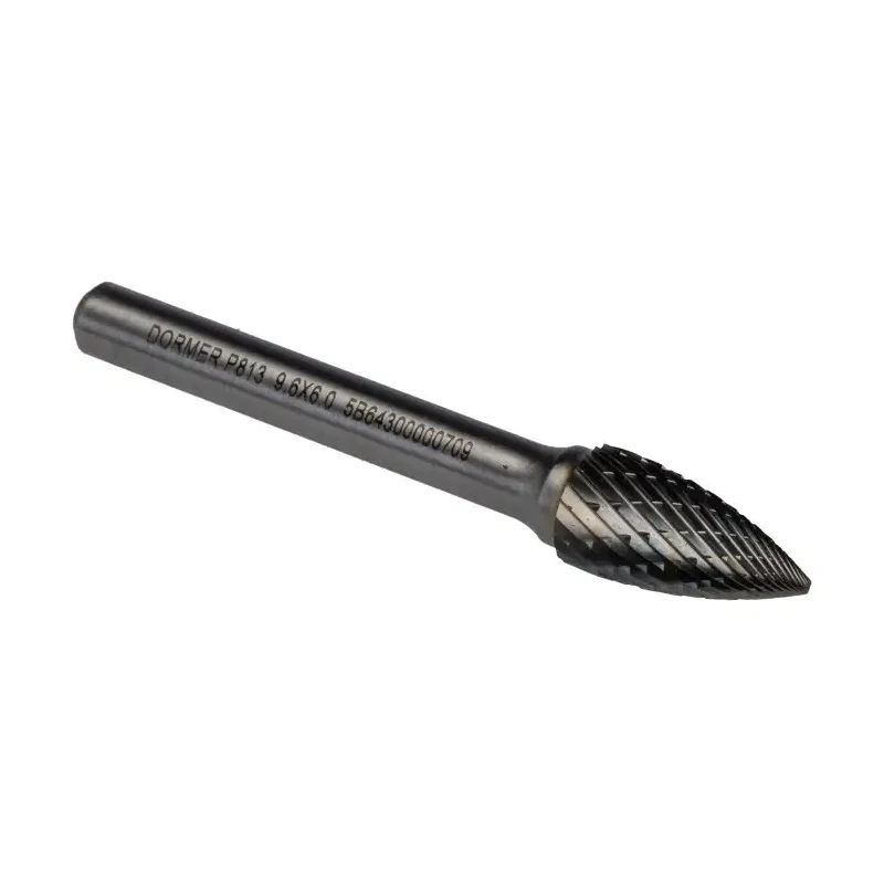 Dormer Carbide Tree Burr 9.6 mm Head Diameter 6 mm Shank Diameter 64 mm Overall Length Bright Finish P8139.6X6.0
