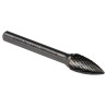 Dormer Carbide Tree Burr 9.6 mm Head Diameter 6 mm Shank Diameter 64 mm Overall Length Bright Finish P8139.6X6.0