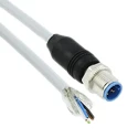 TE Connectivity Male 5 Way M12 to Free End Sensor Actuator Cable, 1.5 m Length, Polyurethane Jacket, Grey 2273046-1