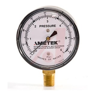 Ametek 3 in 1/2 in to 1/4 in NPT Pressure Gauge 150 mbar 3in Dial Steel Case Bottom Entry 529428