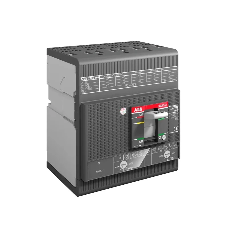 ABB XT2N Molded Case Circuit Breaker 4-Pole 2A Current Rating 690V AC, 500V DC, 65kA Breaking Capacity Thermal Magnetic XT2N