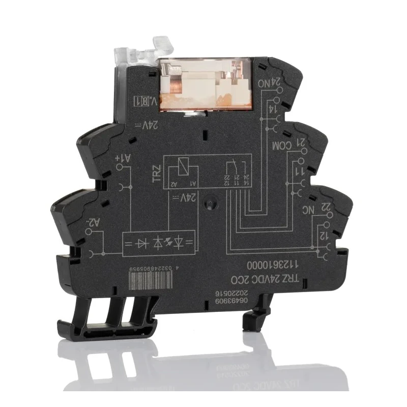 Weidmüller Electromechanical Interface Relay TRZ Series DIN Rail Mount 24V Coil DPDT 8A 20mA Coil Current 250V 1123610000