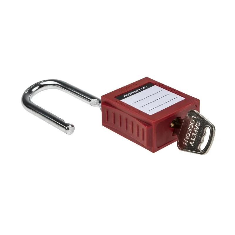 RS PRO Red 1-Lock Lockout Steel, Nylon Safety Padlock with 6.35 mm Shackle Diameter 196-3752