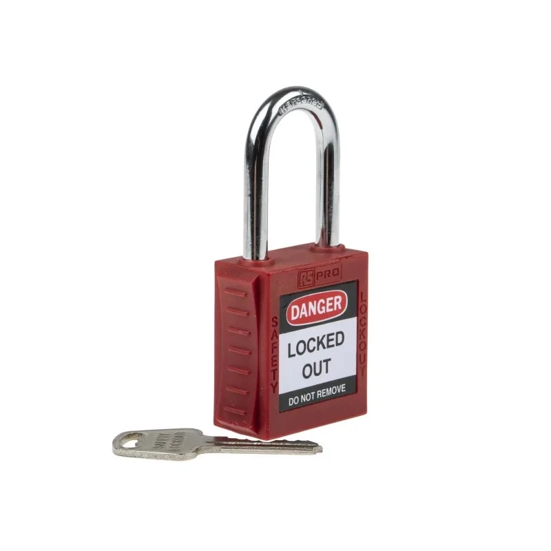 RS PRO Red 1-Lock Lockout Steel, Nylon Safety Padlock with 6.35 mm Shackle Diameter 196-3752