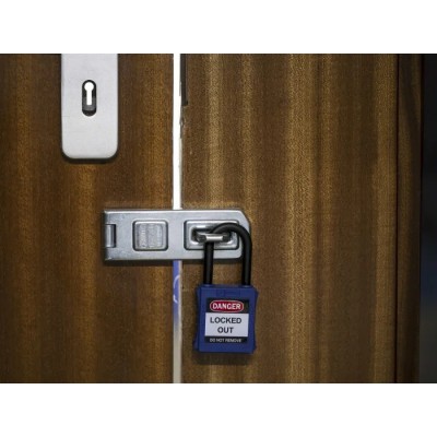 RS PRO Blue Nylon Safety Lockout 1-Lock Padlock 6.35 mm Shackle Diameter 38 mm Length 196-3759