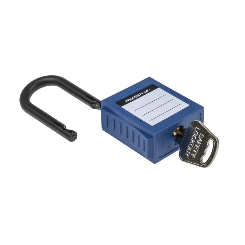 RS PRO Blue Nylon Safety Lockout 1-Lock Padlock 6.35 mm Shackle Diameter 38 mm Length 196-3759