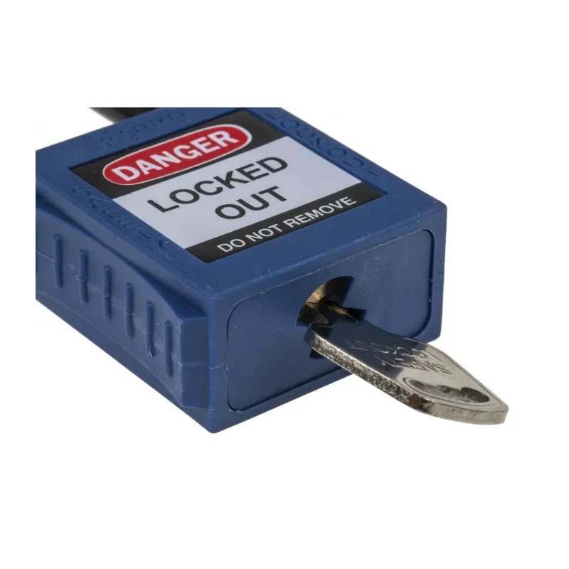 RS PRO Blue Nylon Safety Lockout 1-Lock Padlock 6.35 mm Shackle Diameter 38 mm Length 196-3759