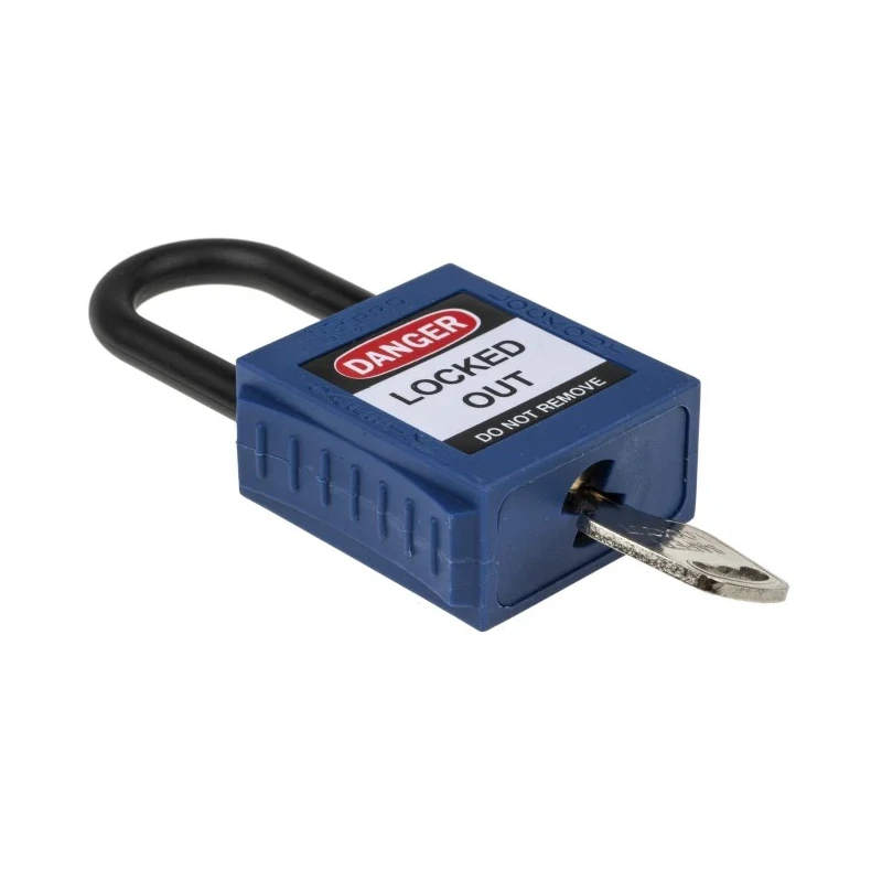 RS PRO Blue Nylon Safety Lockout 1-Lock Padlock 6.35 mm Shackle Diameter 38 mm Length 196-3759