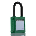 RS PRO Green Nylon Safety Lockout Padlock 6.35 mm Shackle Diameter 38 mm Shackle Length 196-3760