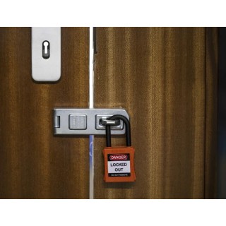 RS PRO Orange Nylon Safety Lockout Padlock 6.35 mm Shackle Diameter, 38 mm Shackle Length 196-3761