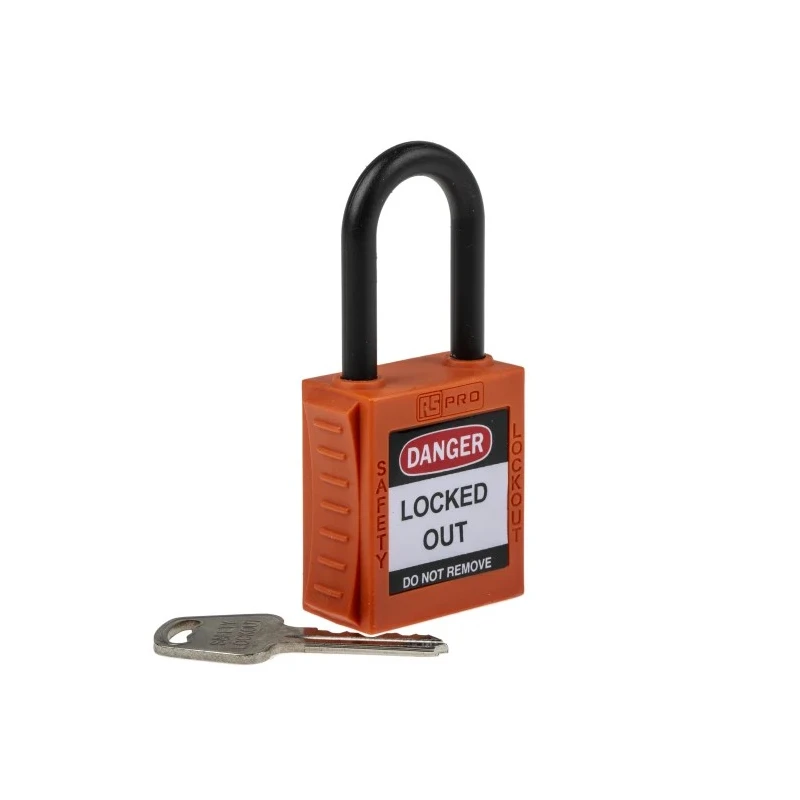RS PRO Orange Nylon Safety Lockout Padlock 6.35 mm Shackle Diameter, 38 mm Shackle Length 196-3761