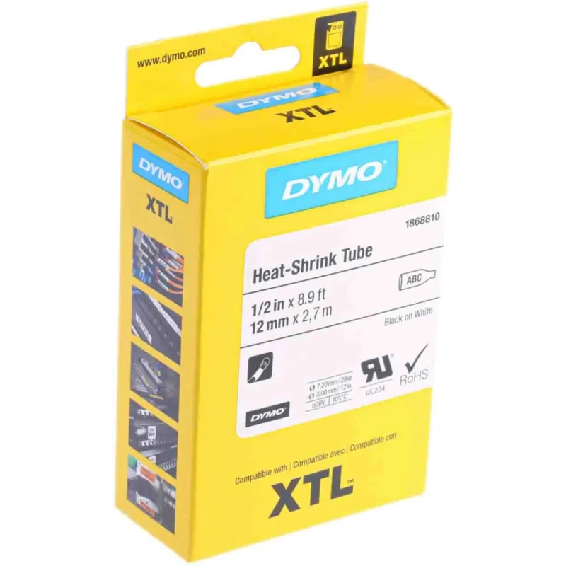 Dymo XTL Black on White Label Printer Tape 12 mm Width 7 m Length 1868810
