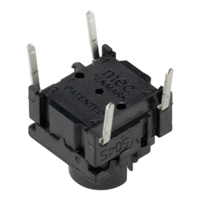MEC Black IP67 Rated Tactile Switch Cap 4 mm Actuator Length SPST 50mA 24V dc Through Hole IP67 3F Series 