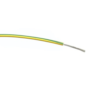 RS PRO Green Yellow Hook Up Wire Single Core PVC Insulated 18 AWG 24x0.2mm Strands 100m 1.5kV AC 85°C 196-4331